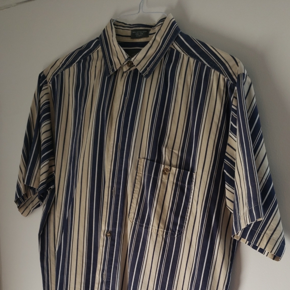 Men's Striped Casual Cotton Button Down Shirt